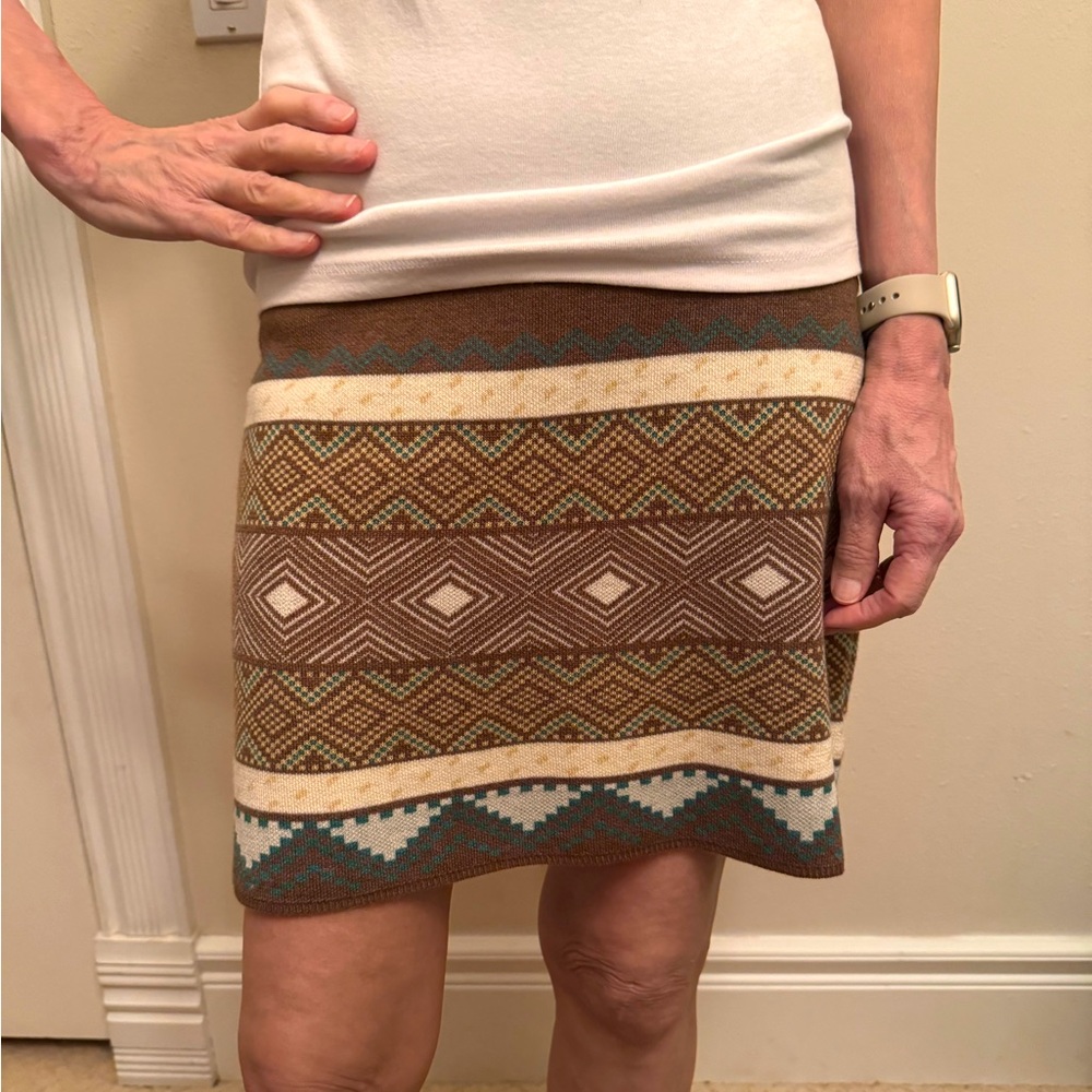 AVENTURA Skirt Knit Merino Wool Pull On Stretchy Pattern Skirt Women Sz XS
